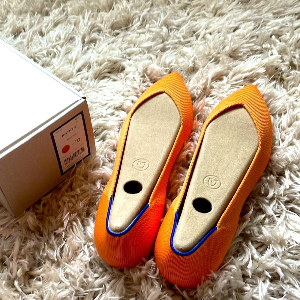 Rothy's Orange Flats with Blue Trim
